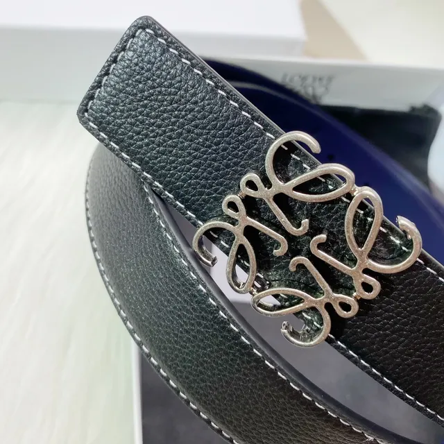 Loewe Anagram Belt Black and Blue Reversible Leather Belt 2