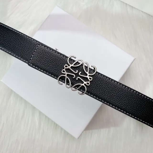 Loewe Anagram Belt Black and Blue Reversible Leather Belt 5
