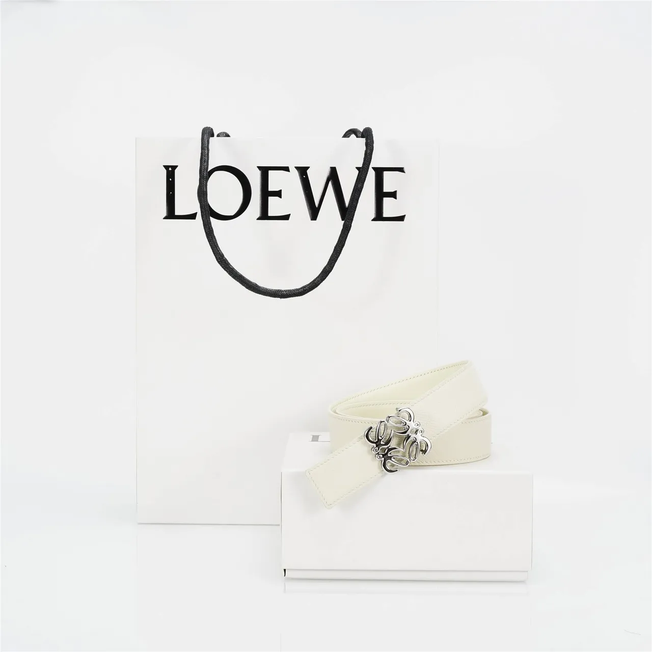 Loewe Anagram Belt Ivory Leather Belt 4