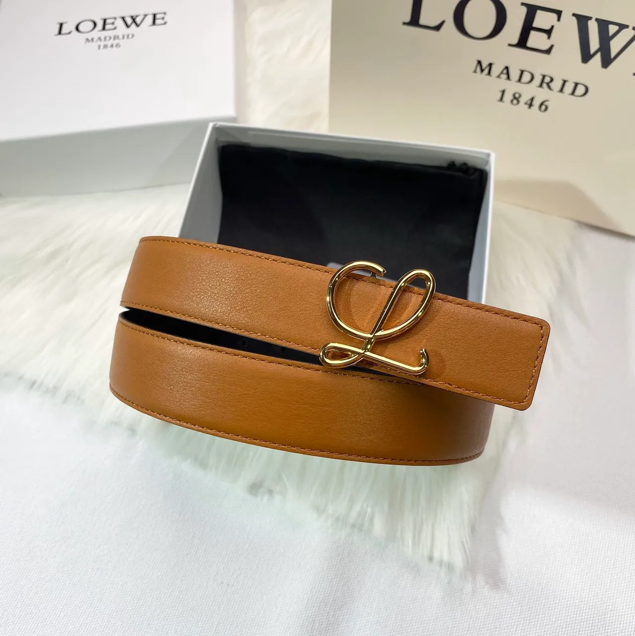 Loewe Anagram Belt Tan Leather Belt 2