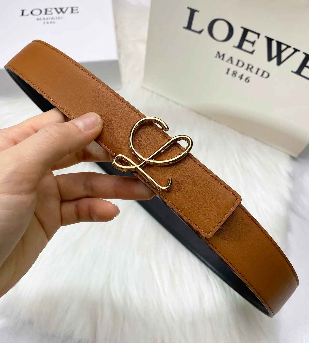 Loewe Anagram Belt Tan Leather Belt 6