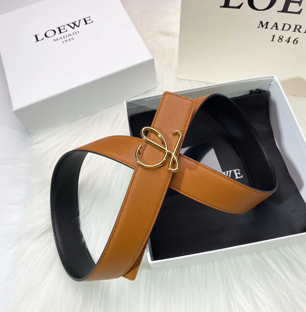 Loewe Anagram Belt Tan Leather Belt 7