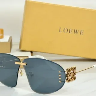 Loewe Gray Gold Shield-Style Rimless Sunglasses