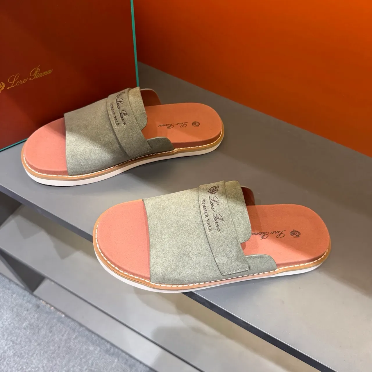 Loewe Summer Walk Suede Slide Slippers 19