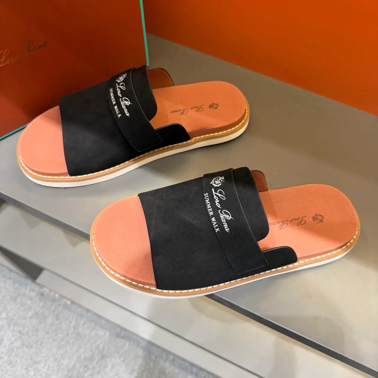 Loewe Summer Walk Suede Slide Slippers 22