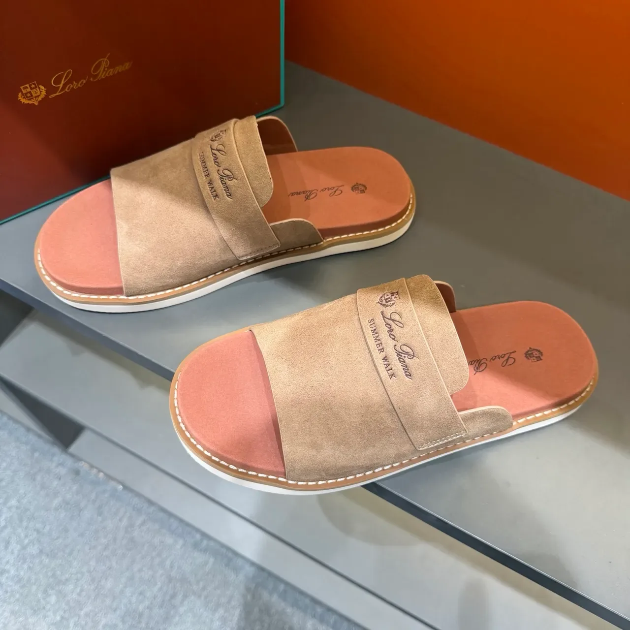 Loewe Summer Walk Suede Slide Slippers 23