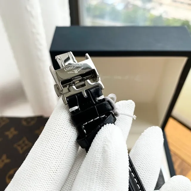 Longines Master Collection Chronograph Moonphase White Dial Black Leather Mechanical Watch 2