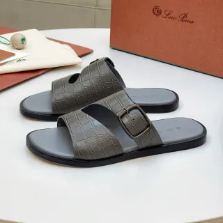 Loro Piana Sandalias casuales con grabado de cocodrilo correa doble hebilla