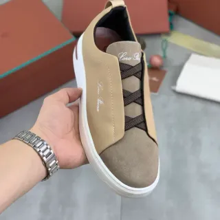 Loro Piana Slip-On Suede and Leather Beige Lifestyle Sneaker