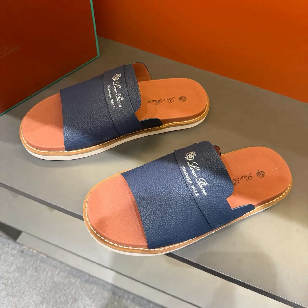 Loro Piana Summer Walk Leather Slipper 9