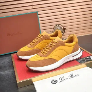 Loro Piana Yellow and Brown Suede Lifestyle Sneakers