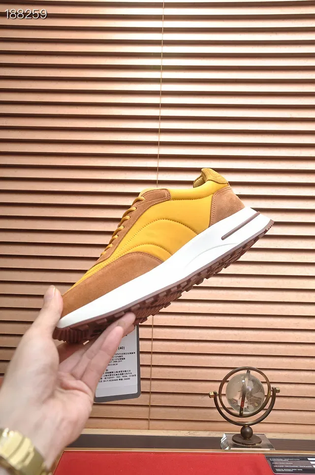 Loro Piana Tênis Lifestyle de Camurça Amarelo e Marrom 8