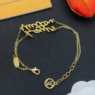 Louis Vuitton Amour Pulsera de Cadena de Tono Dorado