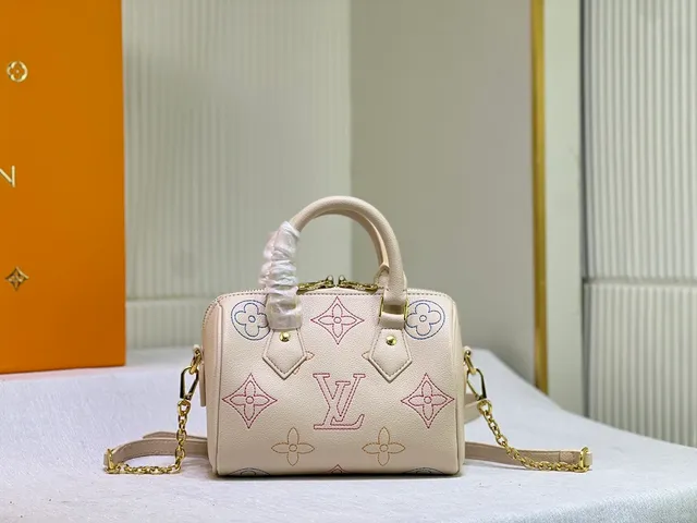 Louis Vuitton Beige Multicolor Embroidered Monogram Top-Handle Boston Bag 1