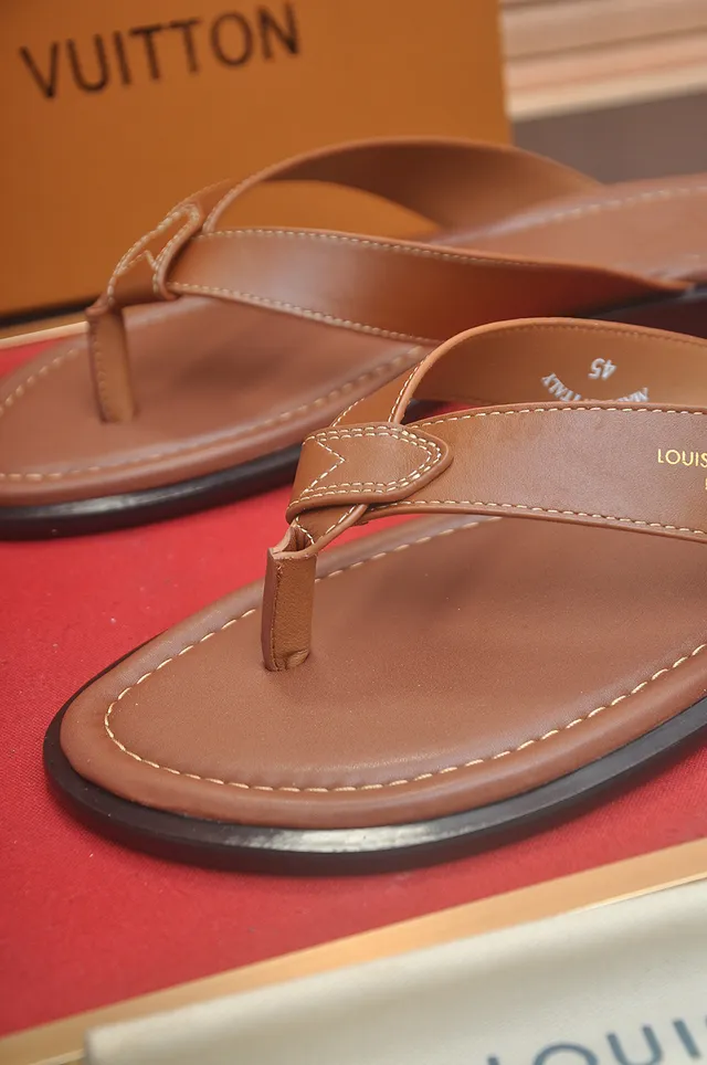 Louis Vuitton أسود بني جلدي سول ثونغ سيليويت نعال 7