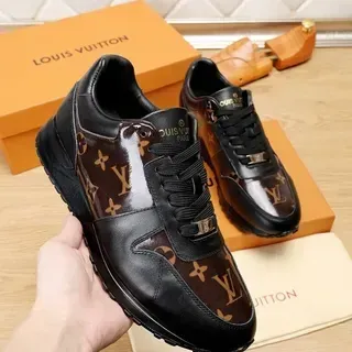 Louis Vuitton Zapatillas lifestyle negro y marrón con paneles monograma recubiertos de cuero superposiciones