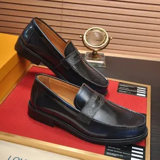 Louis Vuitton Black Glossy Leather Strap Loafers