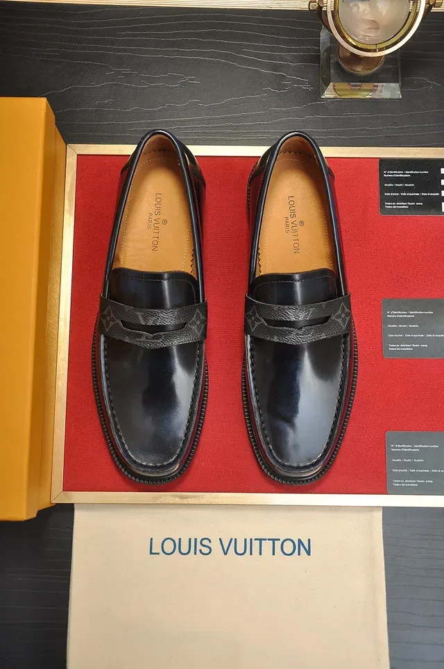 Louis Vuitton Black Glossy Leather Strap Loafers 5