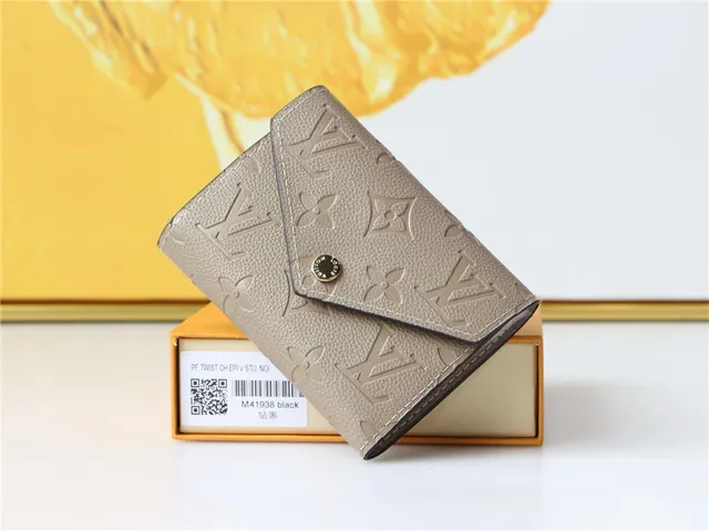 Louis Vuitton Black Gold Embossed Monogram Leather Envelope Flap Short Wallet 8