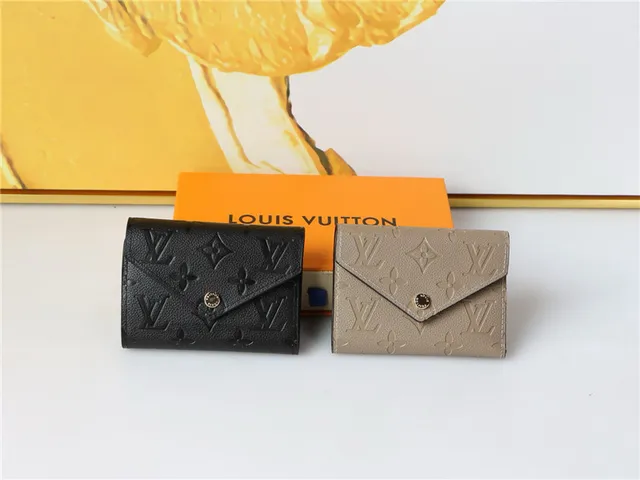 Louis Vuitton Black Gold Embossed Monogram Leather Envelope Flap Short Wallet 10