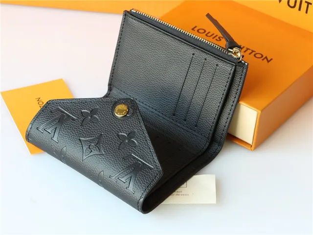 Louis Vuitton Black Gold Embossed Monogram Leather Envelope Flap Short Wallet 11