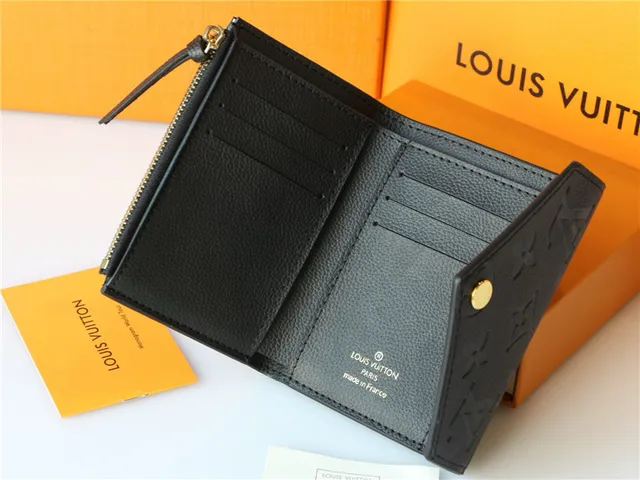 Louis Vuitton Black Gold Embossed Monogram Leather Envelope Flap Short Wallet 12