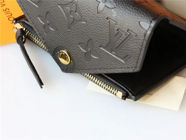 Louis Vuitton Black Gold Embossed Monogram Leather Envelope Flap Short Wallet 13