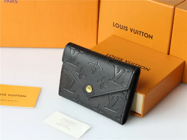 Louis Vuitton Black Gold Embossed Monogram Leather Envelope Flap Short Wallet 16