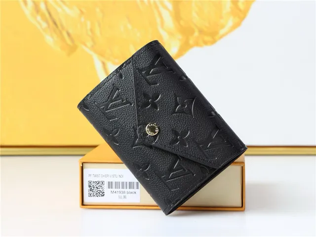 Louis Vuitton Black Gold Embossed Monogram Leather Envelope Flap Short Wallet 17