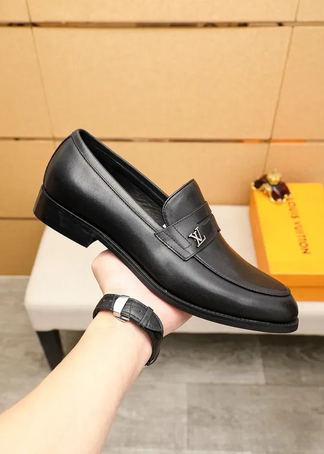 Louis Vuitton Black Gold Smooth Leather Penny Strap Loafer 4