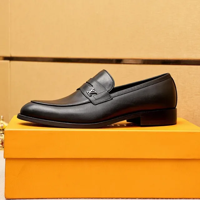 Louis Vuitton Black Gold Smooth Leather Penny Strap Loafer 5