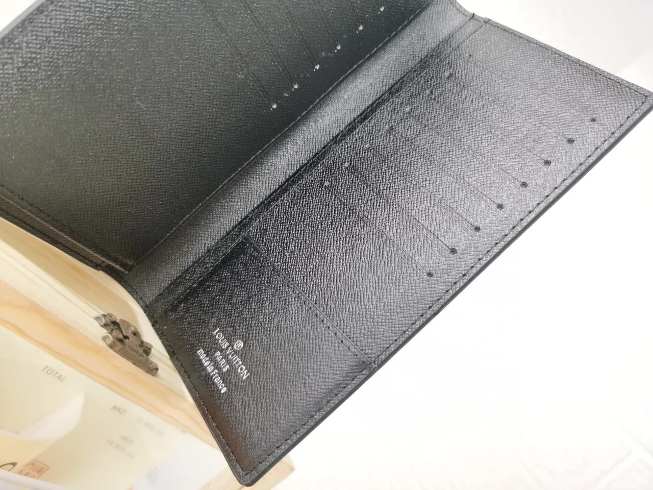 Louis Vuitton Black Gold Textured Leather LV Monogram Long Wallet 5