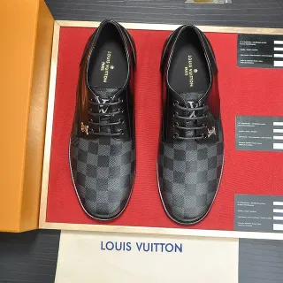 Louis Vuitton Black Gray Lace-Up Damier Graphite Canvas Oxford Shoes