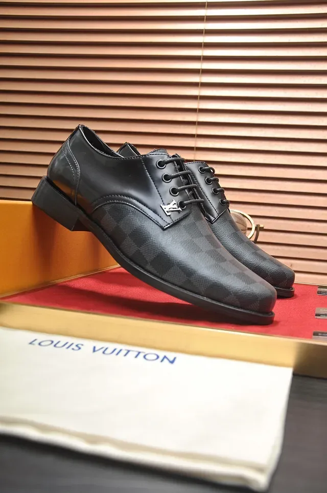 Louis Vuitton Damier Graphite Canvas Chaussures Oxford Noir Gris lacets 3