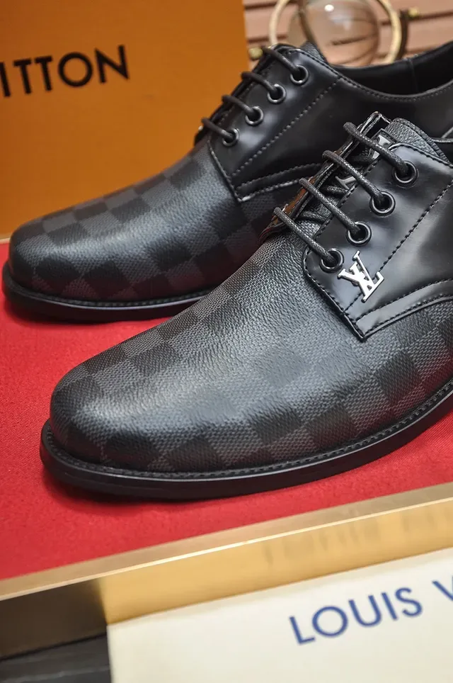 Louis Vuitton Damier Graphite Canvas Chaussures Oxford Noir Gris lacets 4