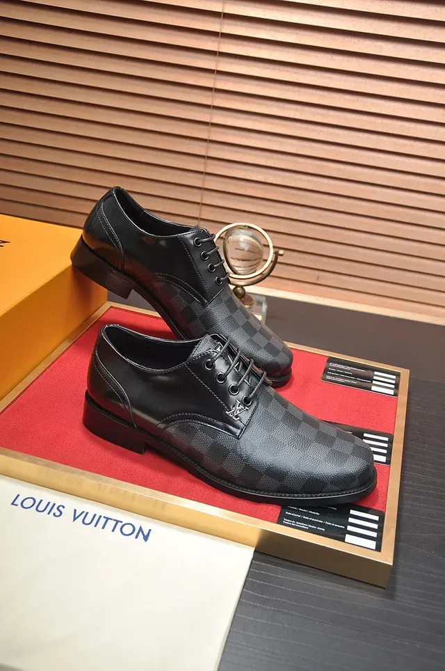 Louis Vuitton Damier Graphite Canvas Chaussures Oxford Noir Gris lacets 6