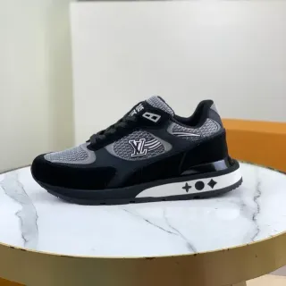Louis Vuitton Black Gray Mixed-Material Upper Mesh And Suede Panels Lifestyle Sneakers
