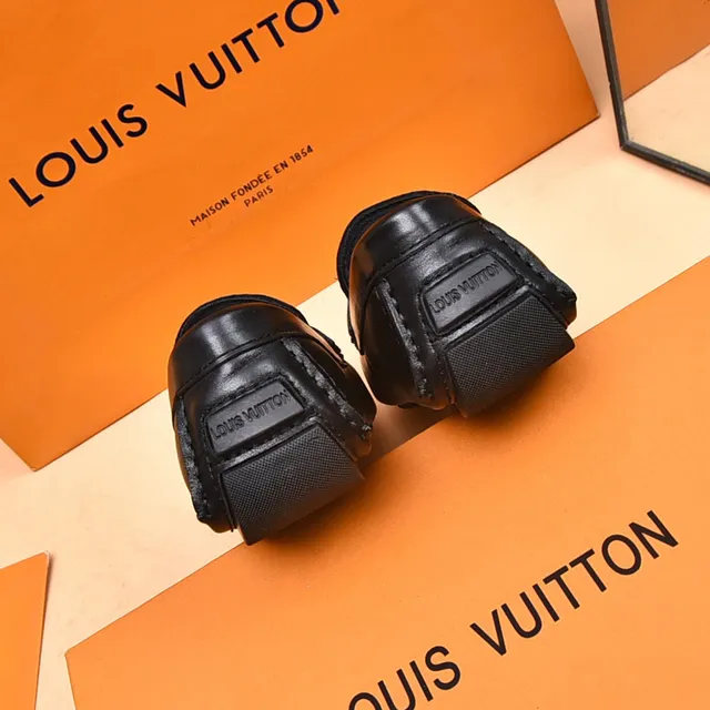 Louis Vuitton Mocassin Noir Gris Monogramme Toile avec Garniture Cuir 3