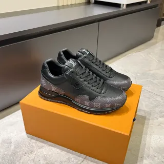 Louis Vuitton Black Gray Monogram Canvas Panels Smooth Leather Overlays Lifestyle Sneakers