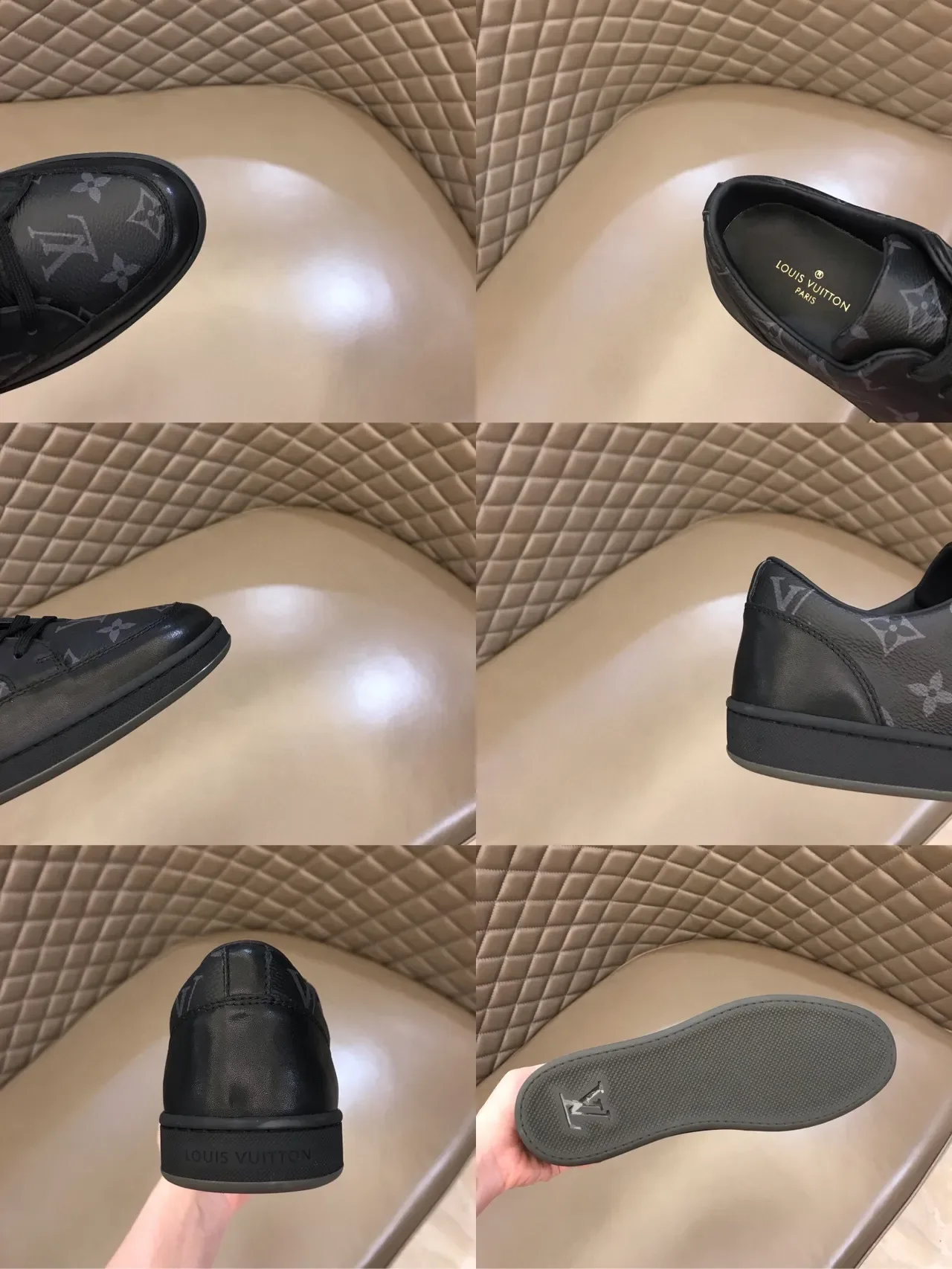 Louis Vuitton Noir Gris Monogram Imprimé Low-Top Lifestyle Sneakers 2