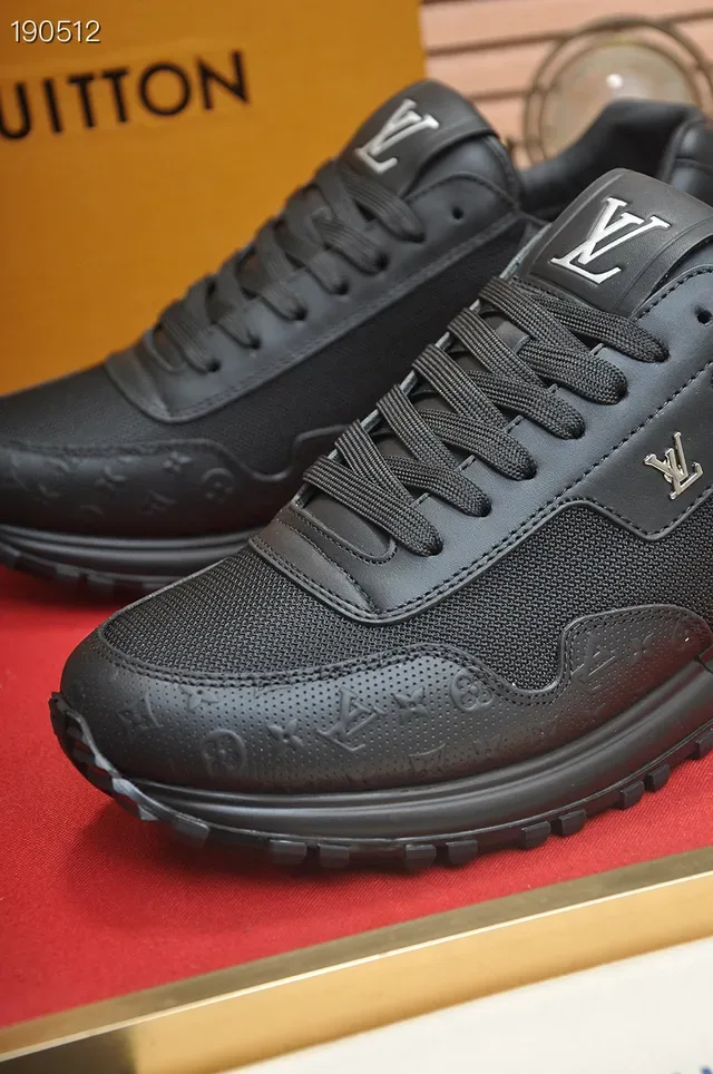 Louis Vuitton Black Monogram-Embossed Leather And Mesh Low-Top Silhouette Lifestyle Sneakers 4