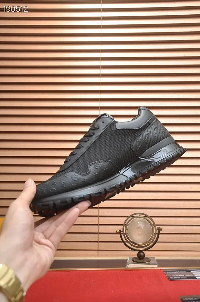 Louis Vuitton Black Monogram-Embossed Leather And Mesh Low-Top Silhouette Lifestyle Sneakers 5