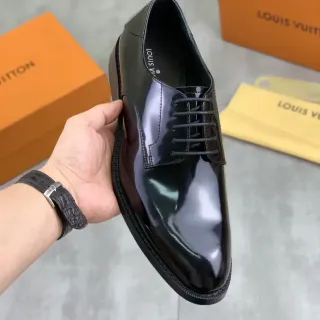 Louis Vuitton Black Patent Leather Cap Toe Oxford Shoes