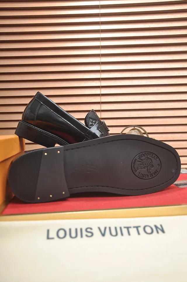 Louis Vuitton Black Patent Leather Monogrammed Strap Loafer 5