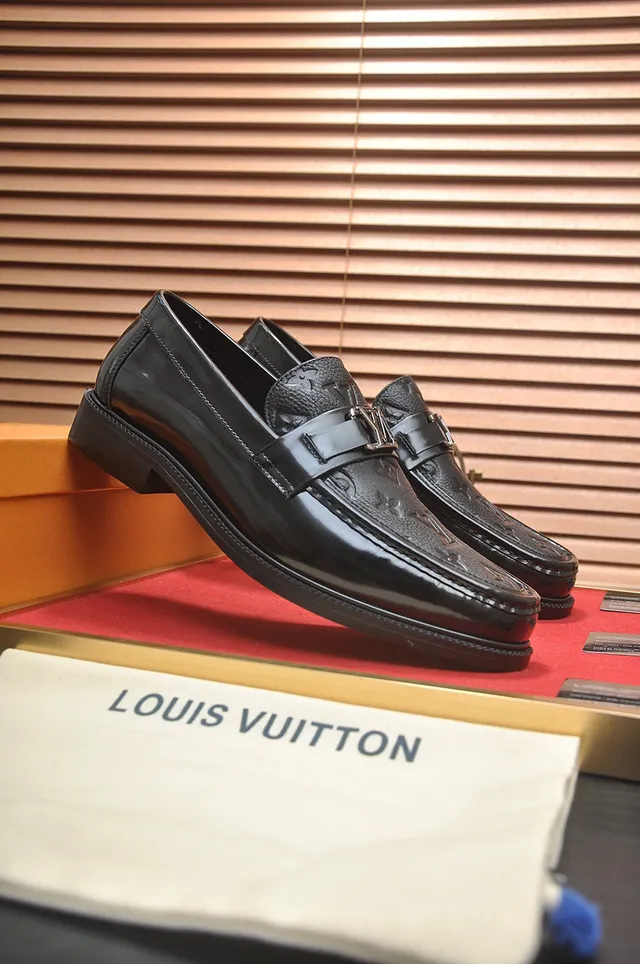 Louis Vuitton Black Patent Leather Monogrammed Strap Loafer 7