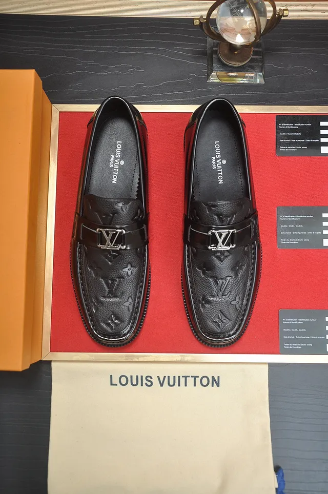 Louis Vuitton Black Patent Leather Monogrammed Strap Loafer 9