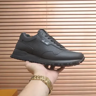 Louis Vuitton Black Perforated Leather Upper Monochrome Lifestyle Sneakers
