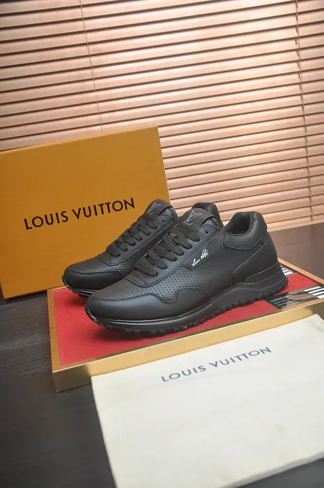 Louis Vuitton Black Perforated Leather Upper Monochrome Lifestyle Sneakers 4