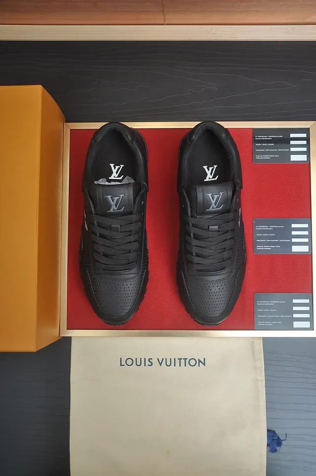Louis Vuitton Black Perforated Leather Upper Monochrome Lifestyle Sneakers 5
