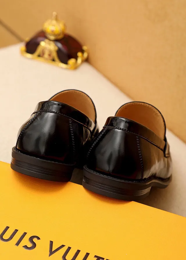 Louis Vuitton Black Silver Polished Leather Checkered Damier Pattern Loafer 5